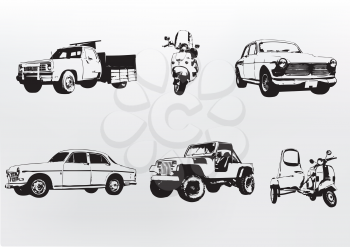 Royalty Free Clipart Image of a Car Silhouettes