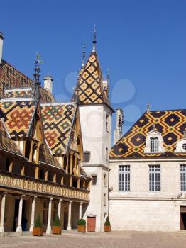 Royalty Free Photo of The Mosaic Roof on Htel-Dieu de Beaune France