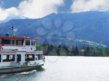 Royalty Free Photo of a Boat in the Alpines