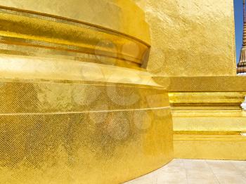 Golden pagoda inside emerald temple, thailand. 