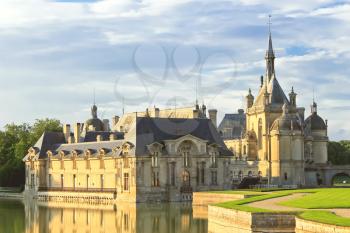 Castle of Chantilly at sunset. France
