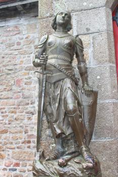 Statue of Joan of  Arc in the abbey of Mont Saint Michel. Normandy, France