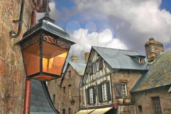 Lantern on the medieval streets of French cities