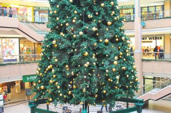 Christmas tree in a shopping center in Eindhoven. Netherlands