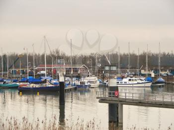Boats in the port of Dutch town of Gorinchem. Netherlands 