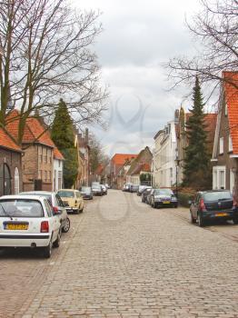 HEUSDEN,THE NETHERLANDS - FEBRUARY 18, 2012 :Cars on the street in the Dutch town of Heusden. The city is located in the province of North Brabant