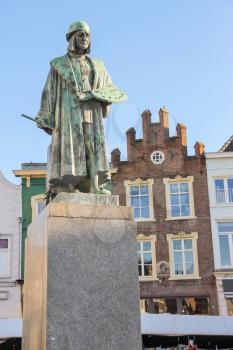 Monument of famous painter Hieronymus Bosch in s-Hertogenbosch. Netherlands 

