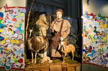 Den Bosch, Netherlands - January 17, 2015: Christmas scene in the cathedral the Dutch city of Den Bosch