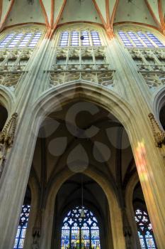 Den Bosch, Netherlands - January 17, 2015: Arch ceiling in the cathedral the Dutch city of Den Bosch