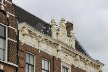 Traditional roof of old building in Harlem, the Netherlands
