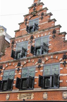 Beautiful old building on Kruisstraat street in Haarlem, the Netherlands