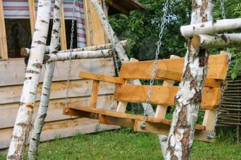 Wooden swing in Carpathians, Ukraine