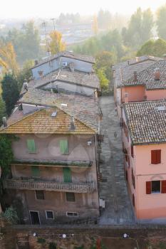 Historic city center of Vignola, Italy. Top view from fortress