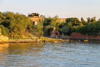 Picturesque ruins on banks of the Venetian lagoon, Italy