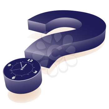 Royalty Free Clipart Image of a Clock as Point of Question Mark