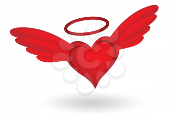 Holy Heart with wings and Nimbus vector illustration.