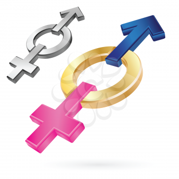 Male and Female Symbols in one shape as love concept vector image.