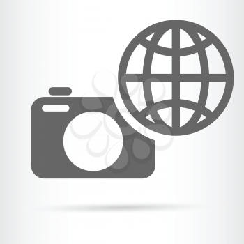digital camera earth symbol icon travel photography concept vector illustration