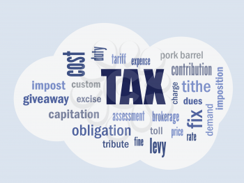 tax related terms and definitions on cloud symbol vector abstract illustration