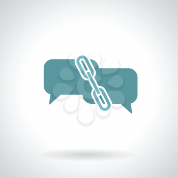 speech bubble and chain symbol as connection concept vector illustration