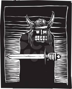 Royalty Free Clipart Image of a Viking Warrior