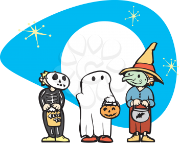 Royalty Free Clipart Image of Children in Costumes