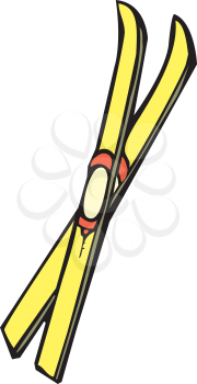 Royalty Free Clipart Image of a Pair of Yellow Skis