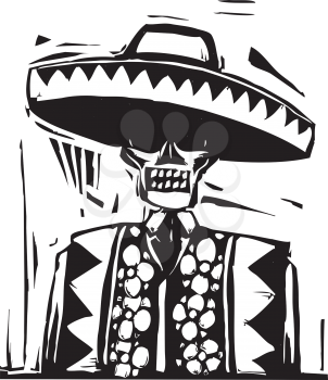 Royalty Free Clipart Image of a Day of the Dead Skeleton
