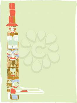 Royalty Free Clipart Image of a Totem Pole