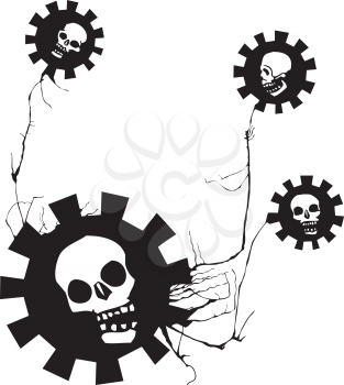 Royalty Free Clipart Image of Flowers With Skulls on Them
