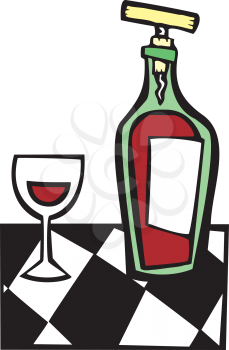 Royalty Free Clipart Image of a Bottle of Wine