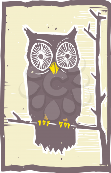 Royalty Free Clipart Image of an Owl Sitting in a Tree