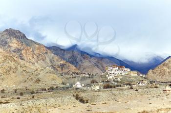 Royalty Free Photo of the Lekir Buddhist monastery in the Himalayas