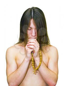 Royalty Free Photo of a Man Holding a Rosary