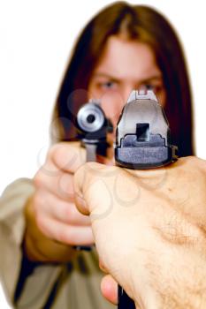 Royalty Free Photo of a Young Man Holding a Gun