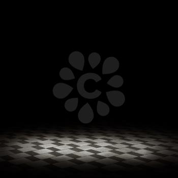 illuminated tiled floor on a black background
