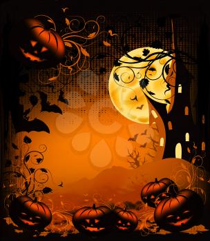 Royalty Free Clipart Image of a Halloween Scene
