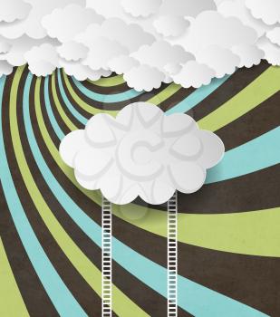 Vintage Background With Clouds And Ladders (stairs)