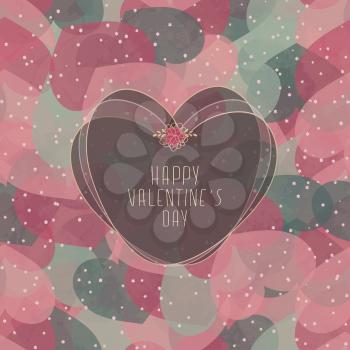 Valentine's Card With Seamless  Pattern With Hearts And Snow