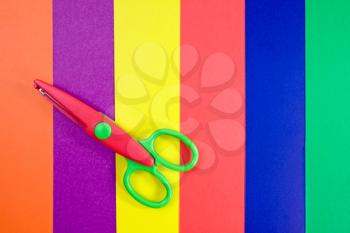 Royalty Free Clipart Image of Scissors on Paper