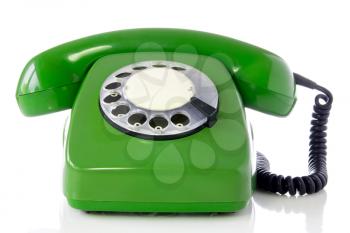 Royalty Free Photo of a Green Retro Telephone