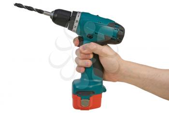 Royalty Free Photo of a Person Holding a Cordless Drill