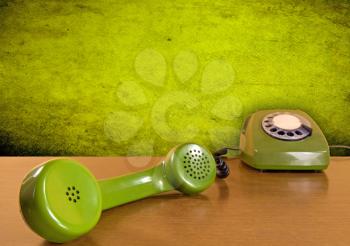 Royalty Free Photo of a Vintage Green Telephone