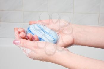 Royalty Free Photo of a Woman Washing Her Hands