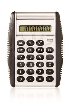 Electronic  calculator with reflection  on white background 