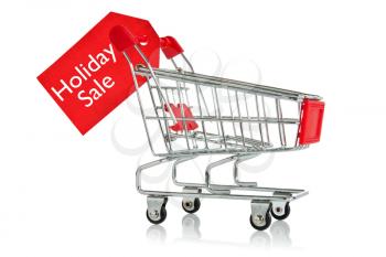 shopping cart with tag of Holiday sale