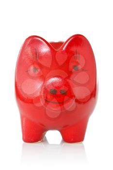 red  piggy bank isolated  on white background 