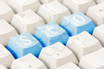 Search engine optimization concept. SEO buttons on the keyboard.