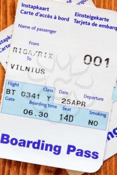 Air travel boarding pass from Riga to Vilnius