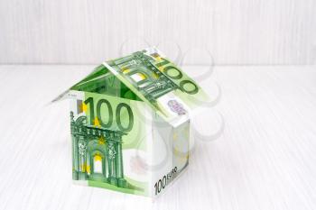 House made from one hundred euro bills
